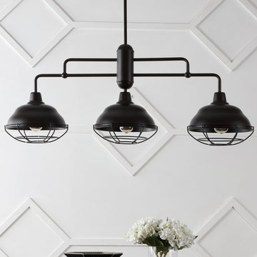 Levi Industrial Farmhouse Iron LED Pendant - JONATHAN Y